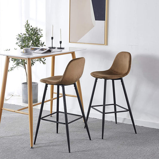 Velvet Barstool With Back (Set of 2) Home Essentials