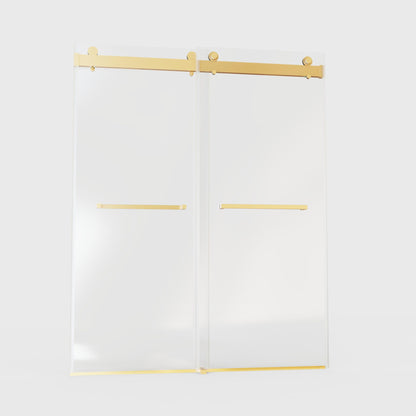 Frameless Double Sliding Soft-Close Shower Door, 3 / 8" (10Mm) Thick SGCC Tempered Glass Door, Matte Daily Nest