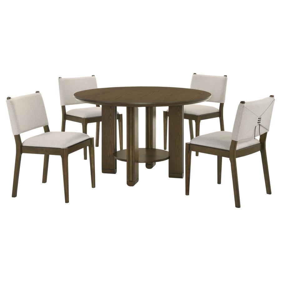 Ottowa - 5 Piece Round Wood Dining Room Table Set - Brown Coaster Fine Furniture