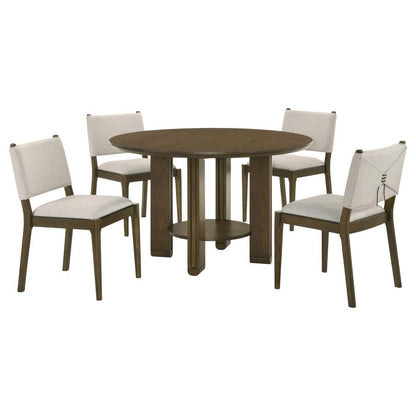 Ottowa - 5 Piece Round Wood Dining Room Table Set - Brown Coaster Fine Furniture