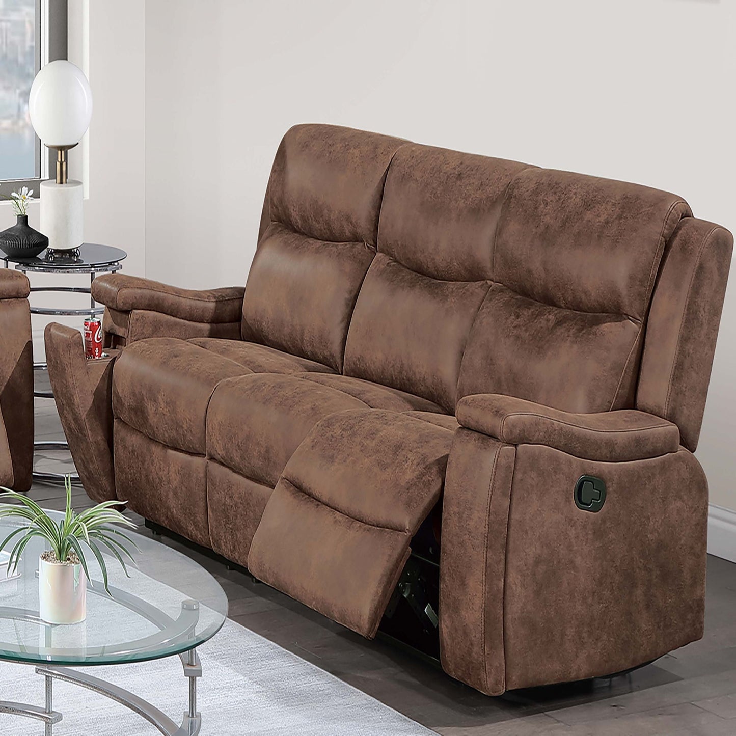 Modern Manual Motion Living Room Set & Hidden Cup Holders Home Essentials