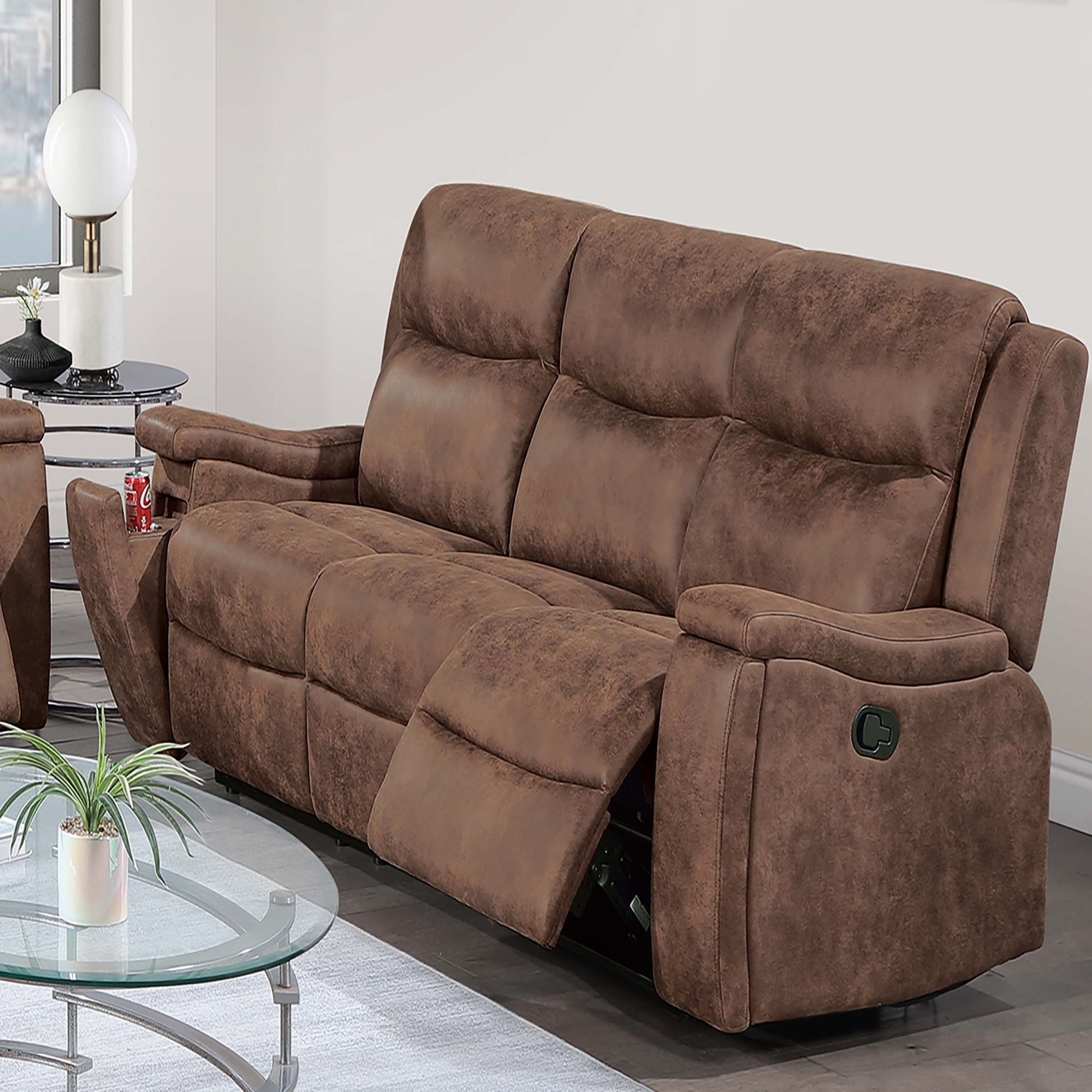 Modern Manual Motion Living Room Set & Hidden Cup Holders Home Essentials