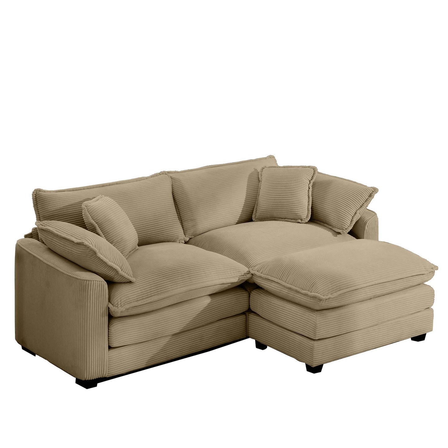 Modern Oversized Modular Cushion Sofa With Ottoman, Low Back, Deep Seating Sofa Set Home Essentials