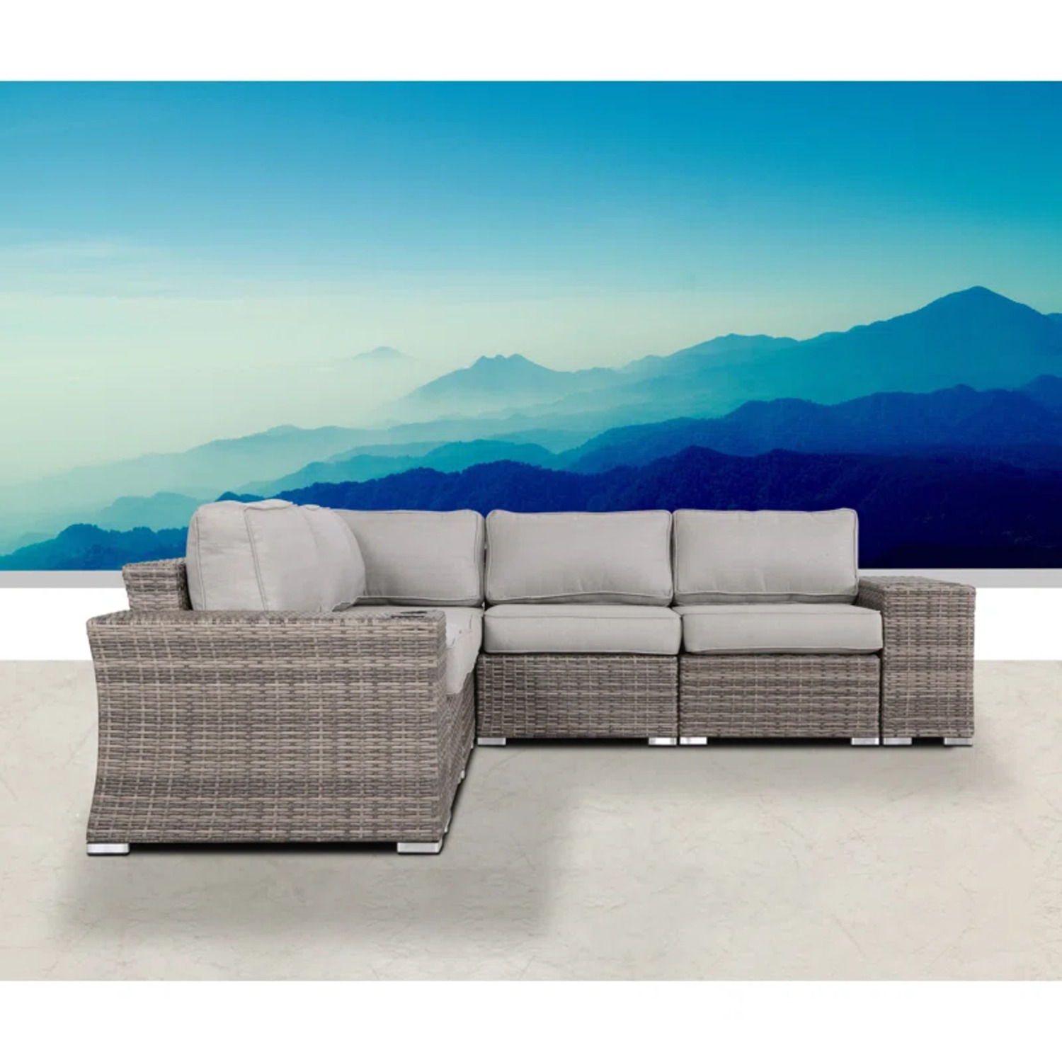 Rattan Sectional Sofa Set With Cushions LSI Patio Furniture