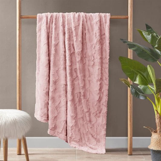 Zuri - 66" x 90" Blanket - Blush/Gray Madison Park