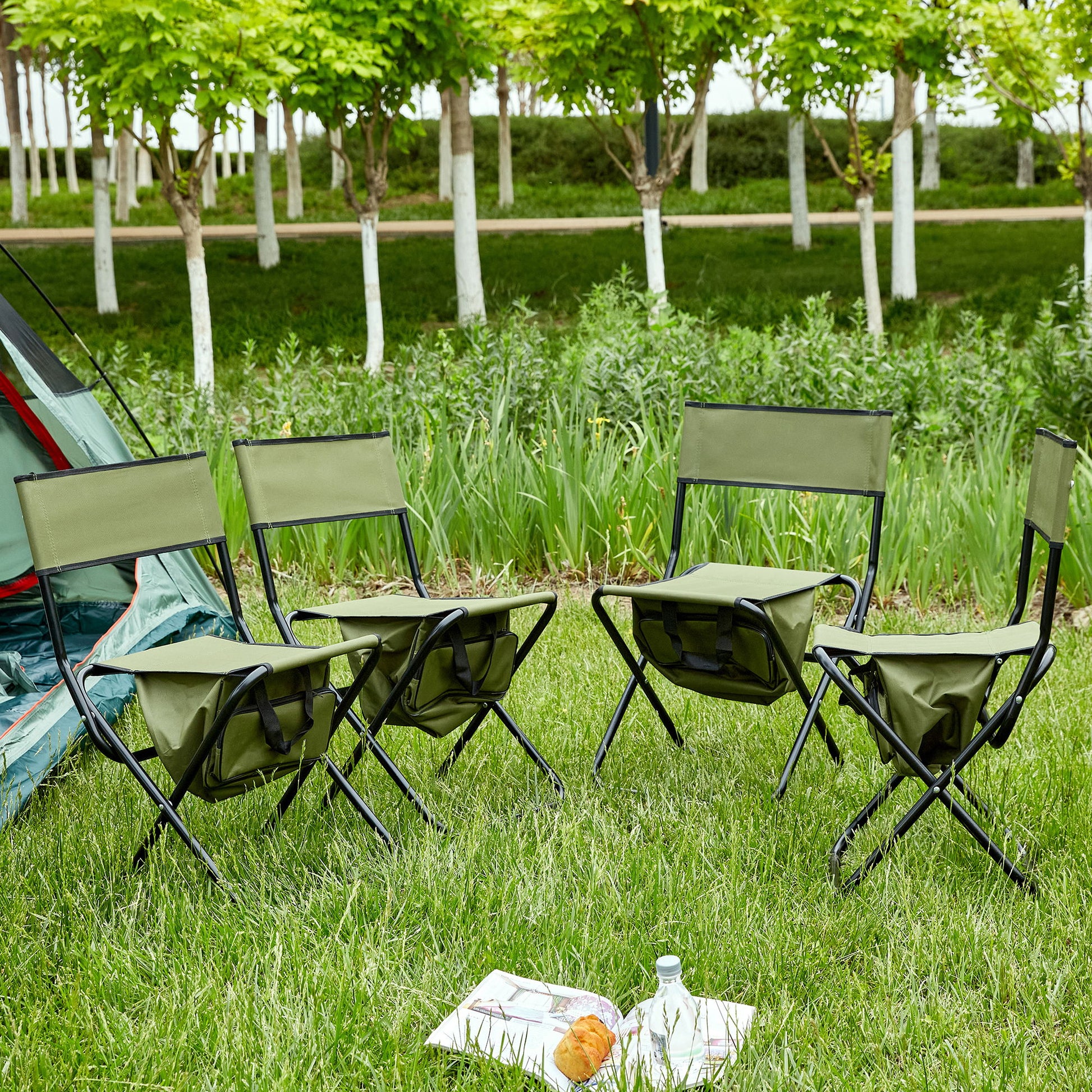 Folding Outdoor Chairs With Storage Bag, Portable Chair For Indoor, Outdoor Camping, Picnics And Fishing Home Essentials