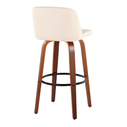 Toriano - Mid Century Modern Fixed Height Barstool Swivel And Round Footrest (Set of 2) Lumi Source
