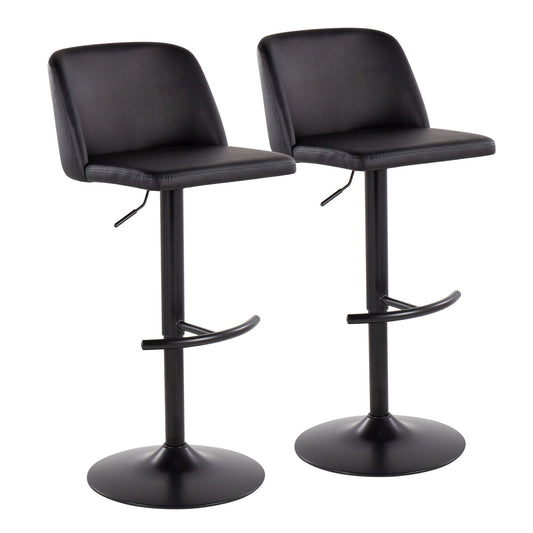 Toriano - Contemporary Adjustable Bar Stool With Rounded T Footrest (Set of 2) Lumi Source