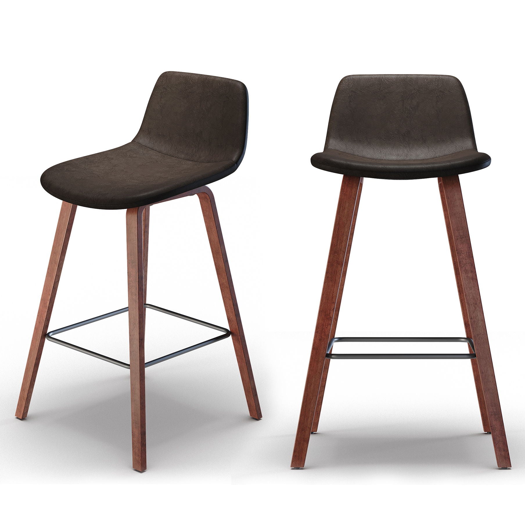 Addy - Counter Stool (Set of 2) - Distressed Brown Simpli-Home