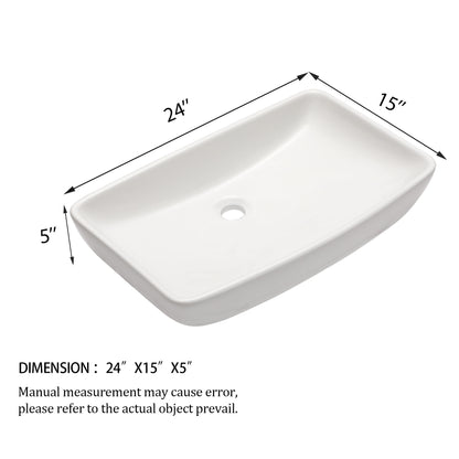Rectangular Vessel Bathroom Sink - White Daily Nest