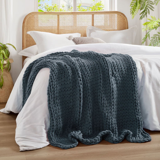Chunky Double Knit Handmade Throw - Indigo Madison Park