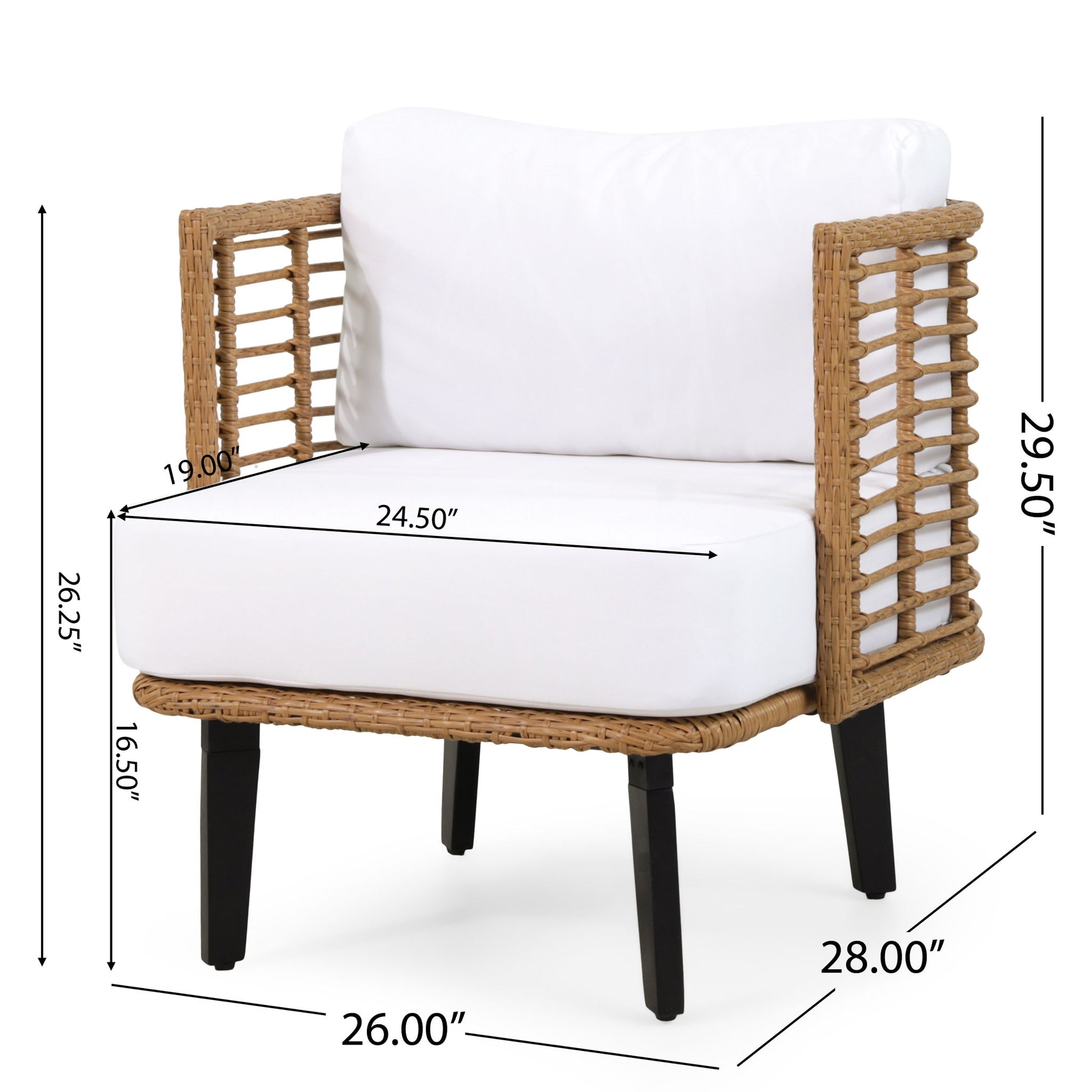 Outdoor Wicker Club Chair With Water Resistant Cushion - Brown Noble House