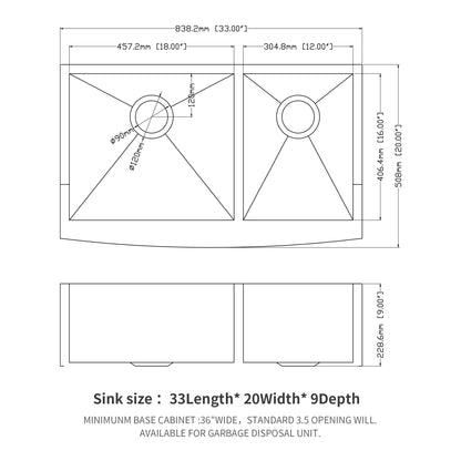 Farmhouse Sink With Double Bowl, 60 / 40 Daily Nest