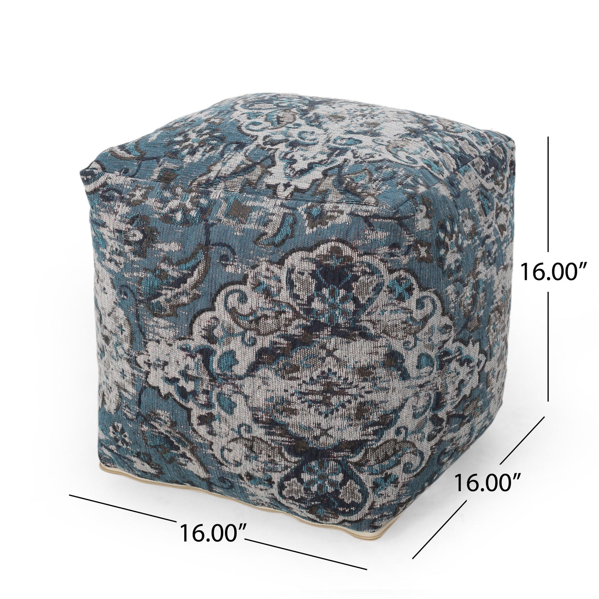Anita - Square Pouf Ottoman And Floor Cushion - Blue Home Essentials