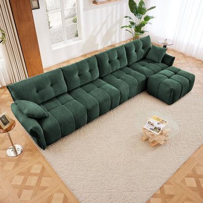 Sofa Set With Ottoman And Pillows, Textured, High Resilience Cushions Home Essentials