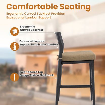 Modern Outdoor Bar Stools With Backrest And Footrest (Set of 2) Life Outside