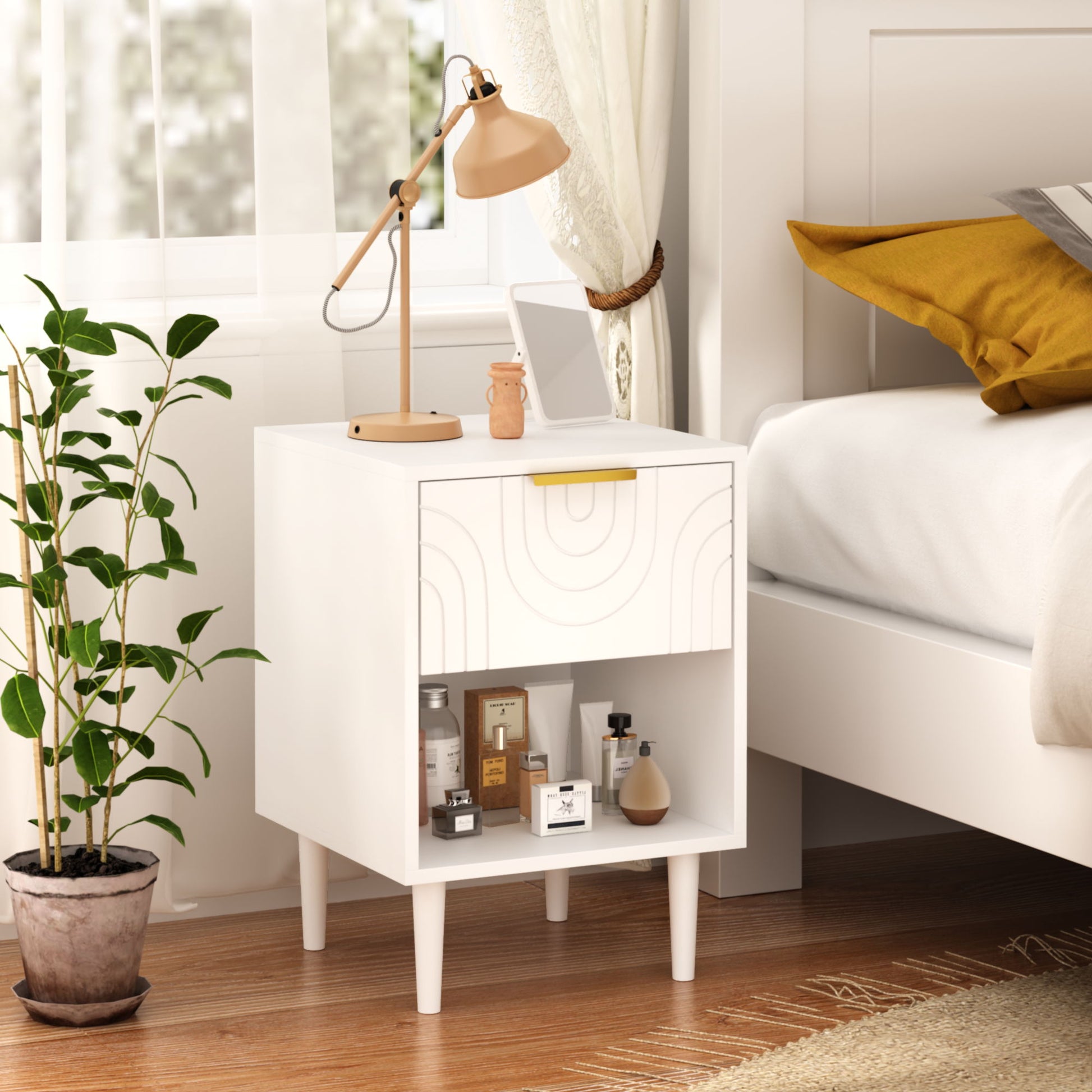 Nightstand With 1 Drawer And Open Shelf - White Home Essentials