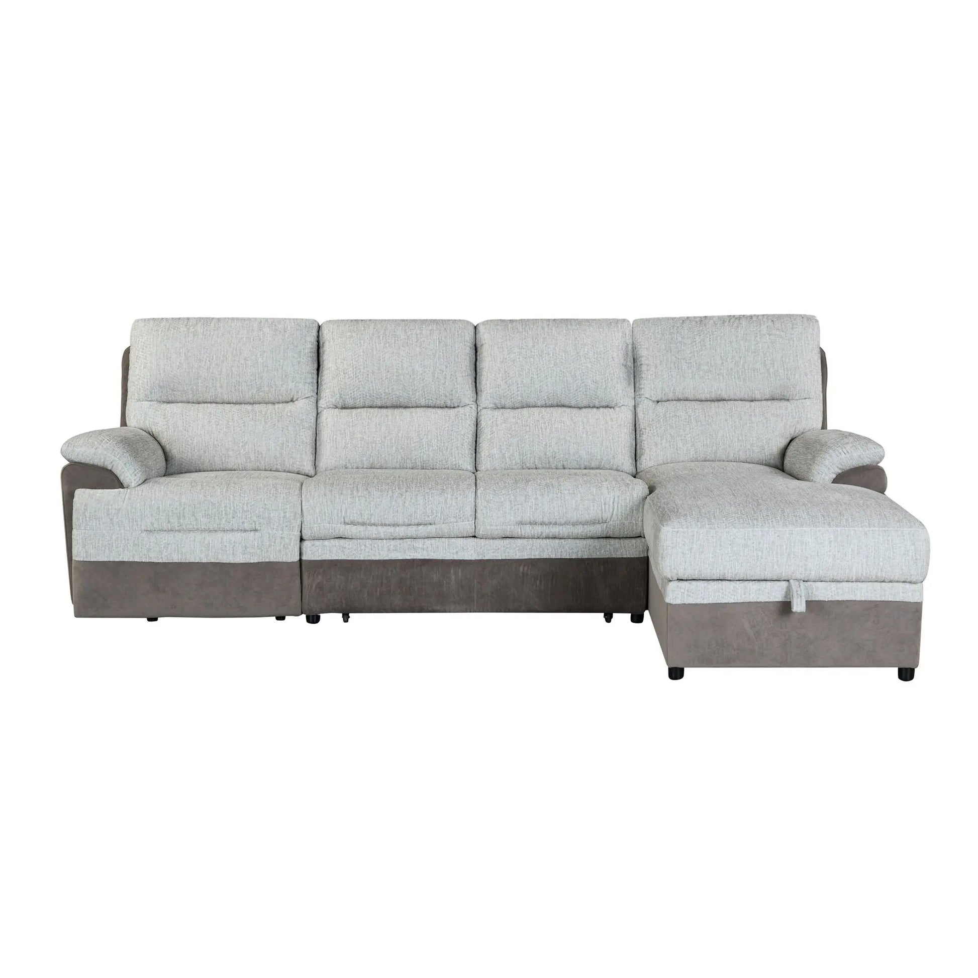 Kia - Sectional With Power And USB - Beige / Brown Global Furniture USA