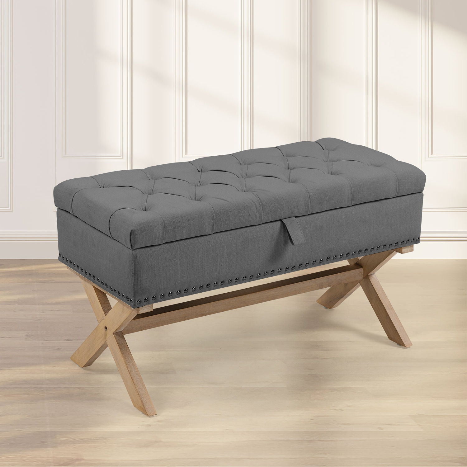 Storage Ottoman, Button-Tufted Ottoman Linen Storage Bench, Ottoman With Storage - Snoozhouse