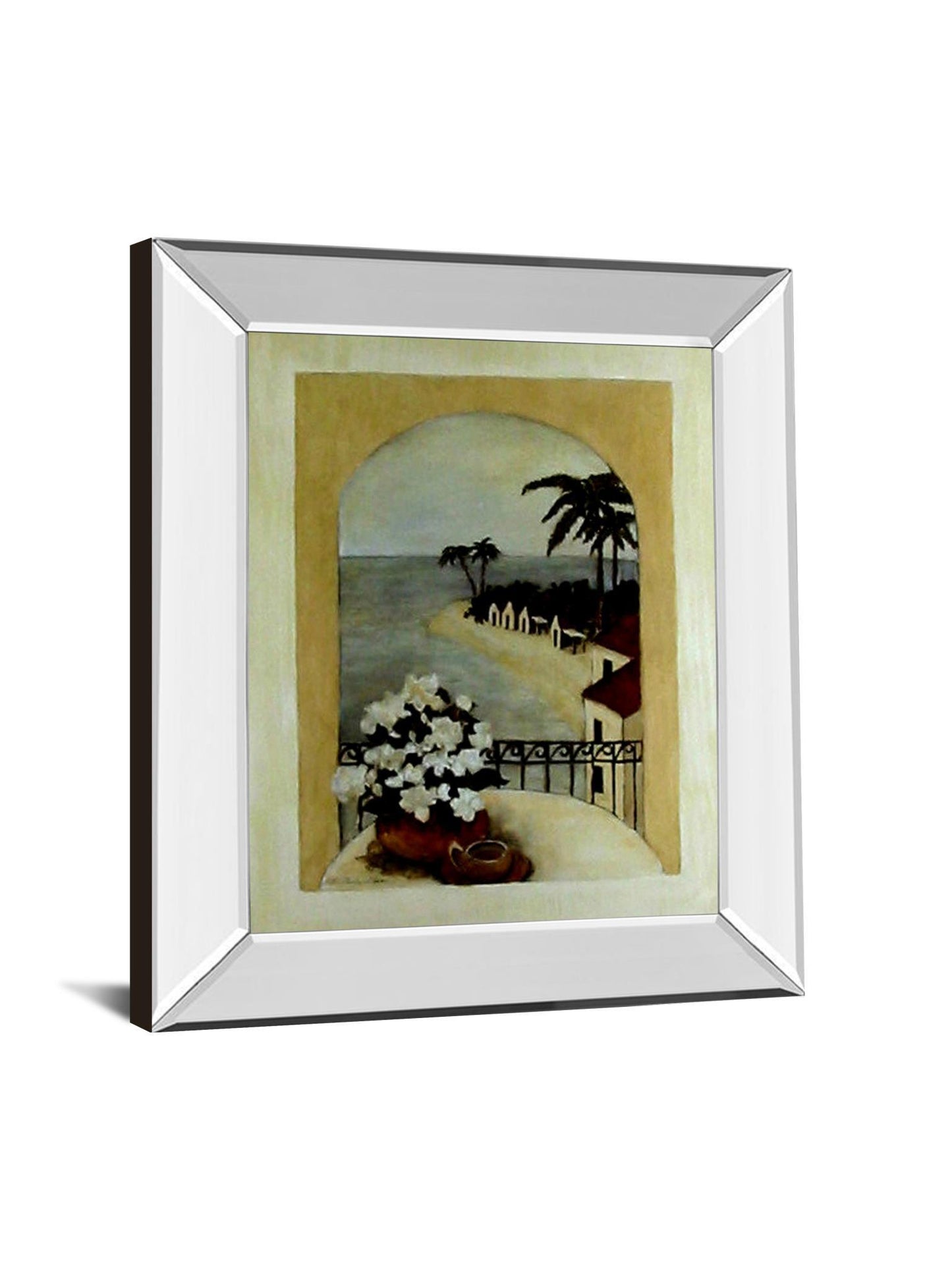 Tropical Moon By Ruane Manning - Mirror Framed Print Wall Art - Beige