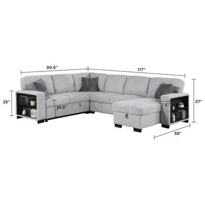Giza - Modular Sectional Sofa With Sleeper, Storage, USB Charging - Gray Matrix Furniture Group