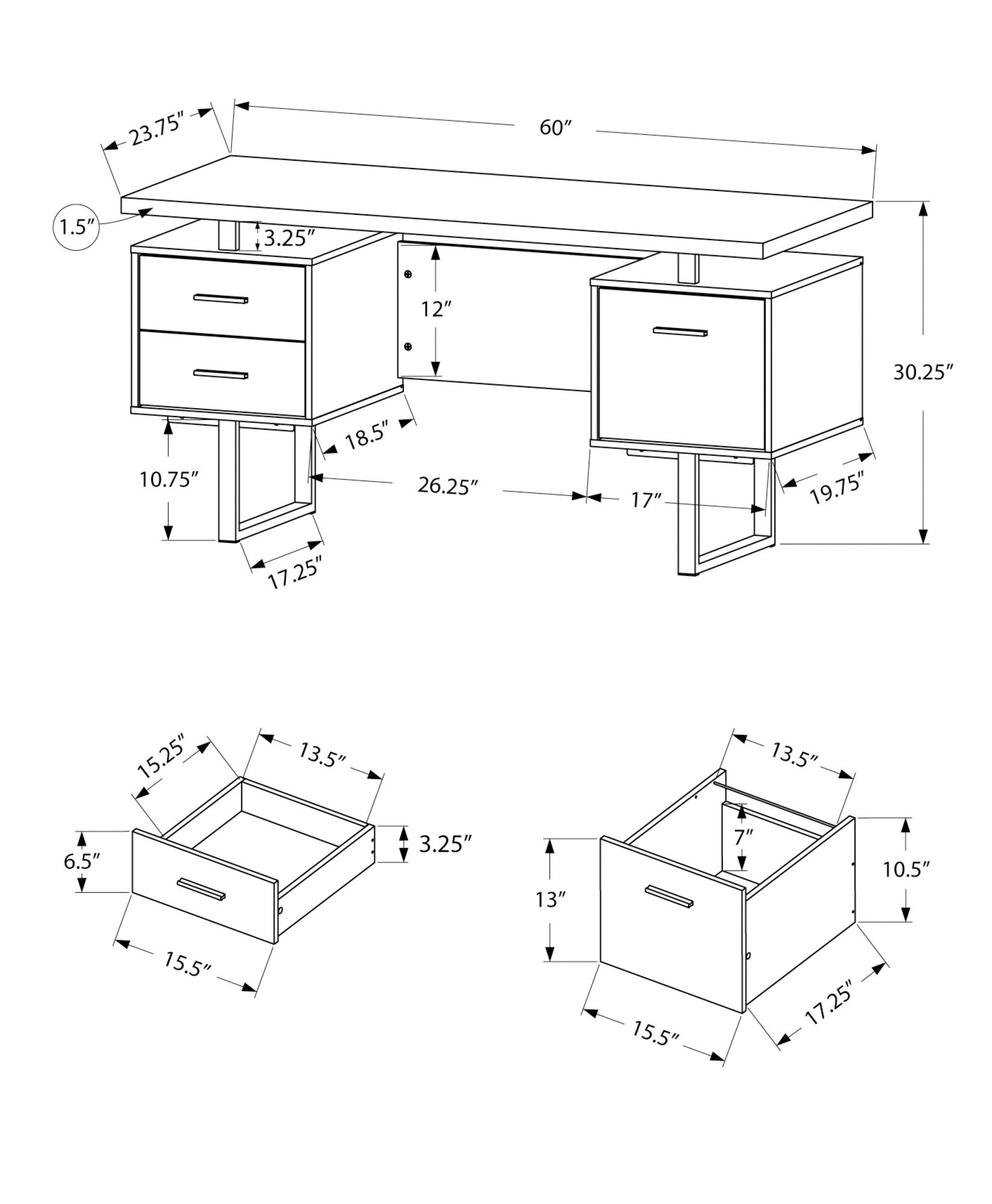 Computer Desk For Home Office, Laptop, Left, Right Set - Up, Storage Drawers, Contemporary & Modern 8th Street