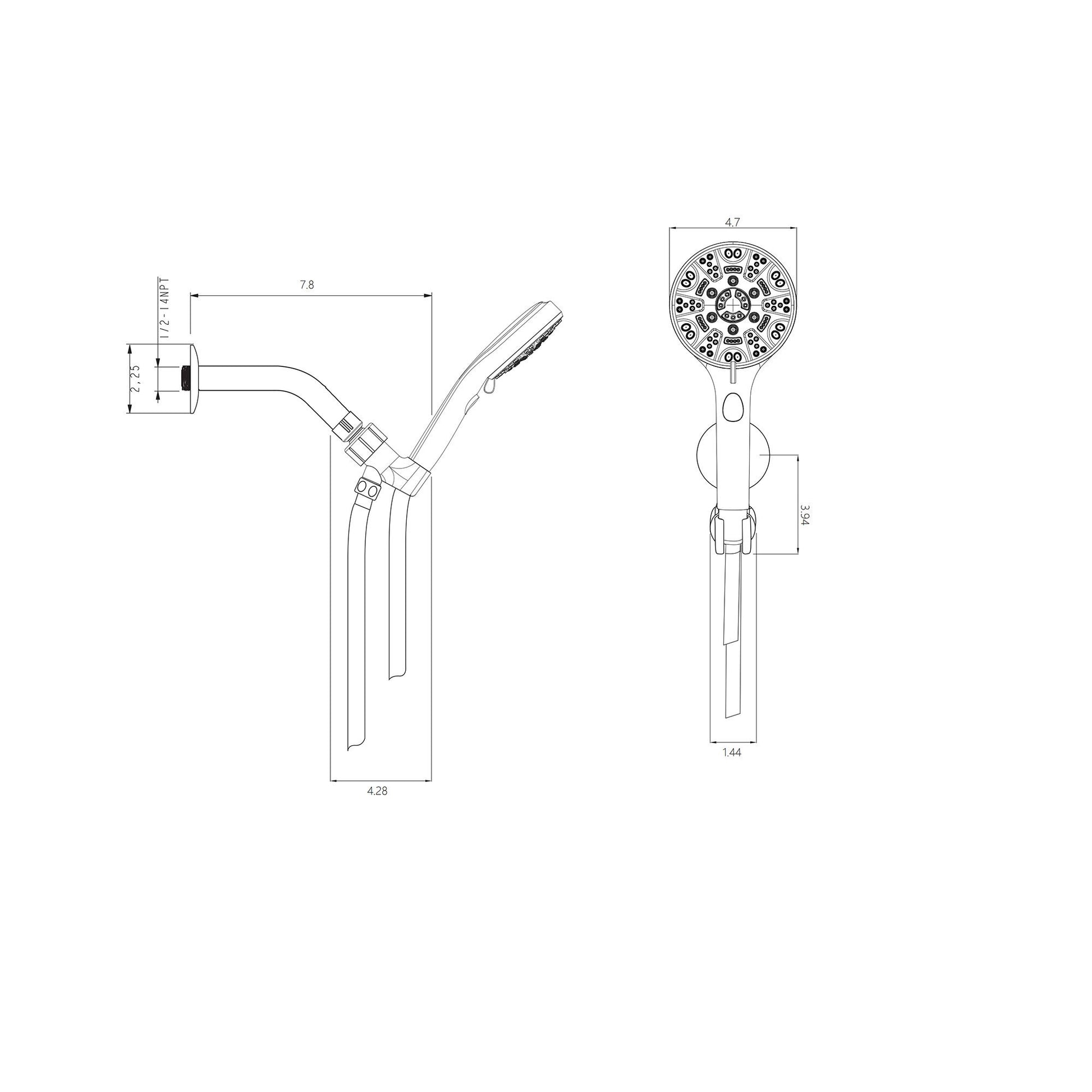 Multi Function Adjustable Hand Shower 8 Function Hand Shower, Plastic Construction - Brushed Nickel Daily Nest