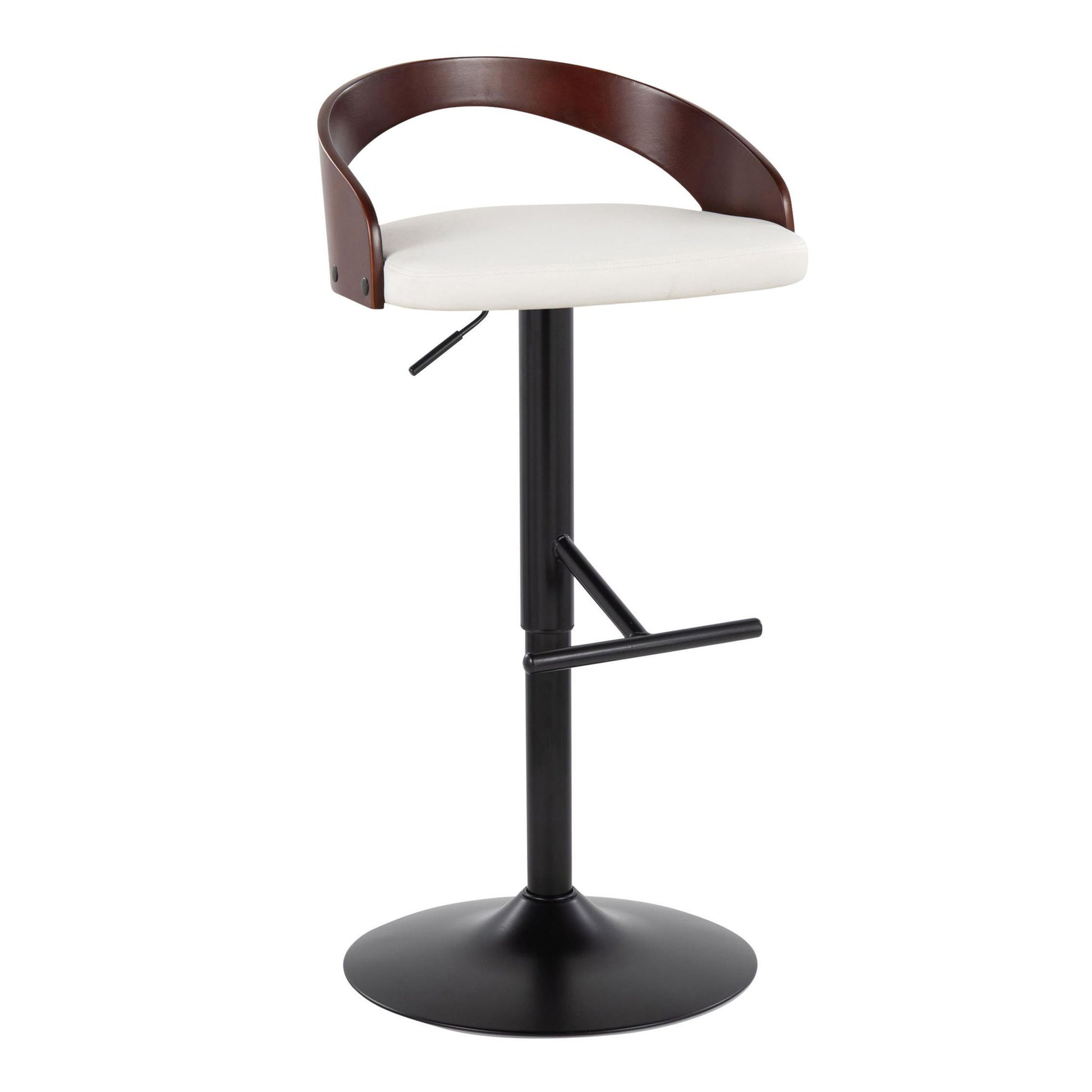 Grotto - Contemporary Adjustable Barstool With Swivel & Straight T Footrest (Set of 2) Lumi Source