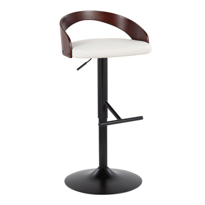 Grotto - Contemporary Adjustable Barstool With Swivel & Straight T Footrest (Set of 2) Lumi Source