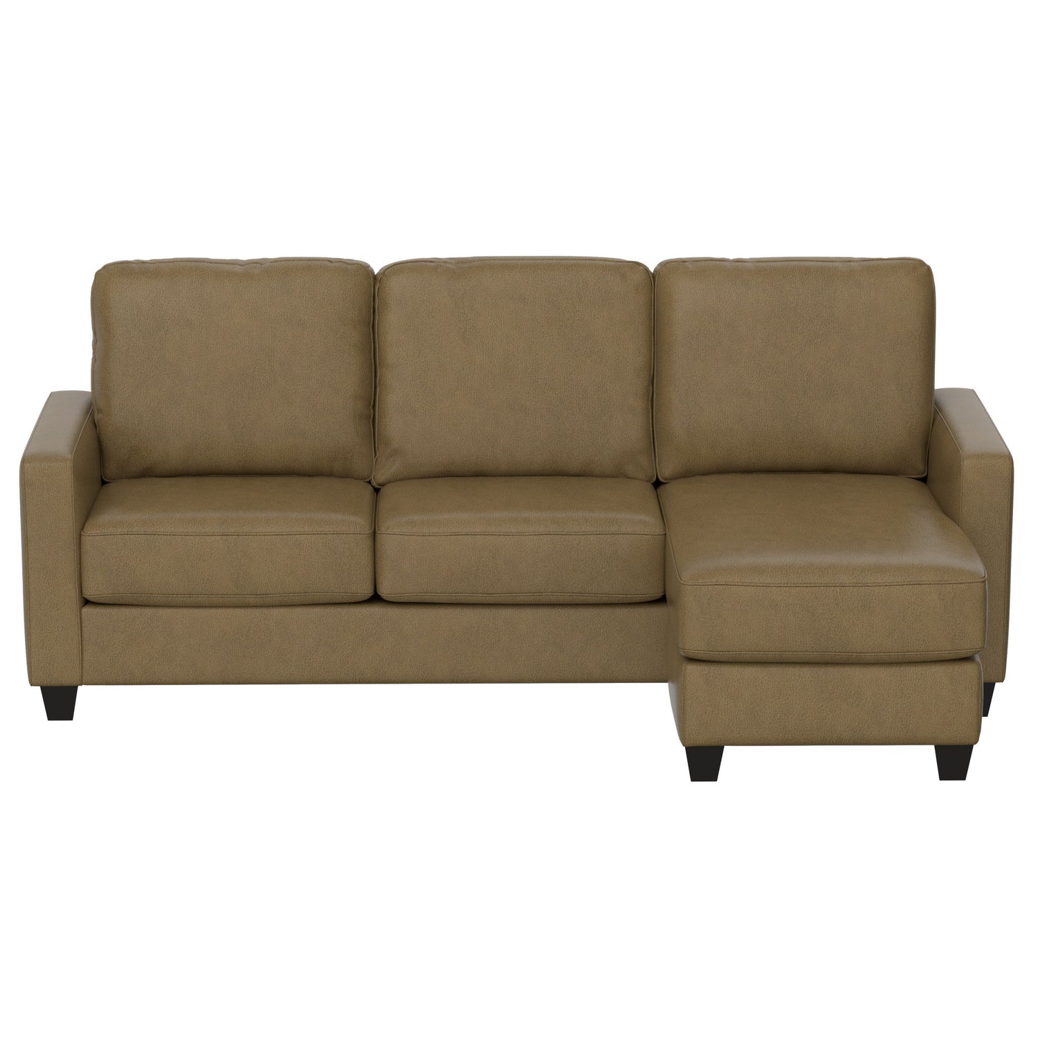 2 Piece Sofa With Chaise, Comfortable Seating For 3, Tapered Feet, USB Charging Console - Brown Emerald Home