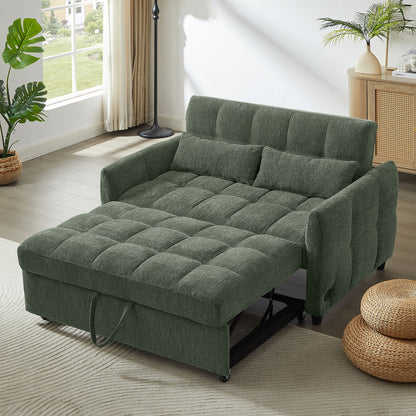 Loveseat Sofa Pull-Out Bed With Adjustable Backrest, 3 USB Ports And 2 Lumbar Pillows For Living Room Hearth and Haven