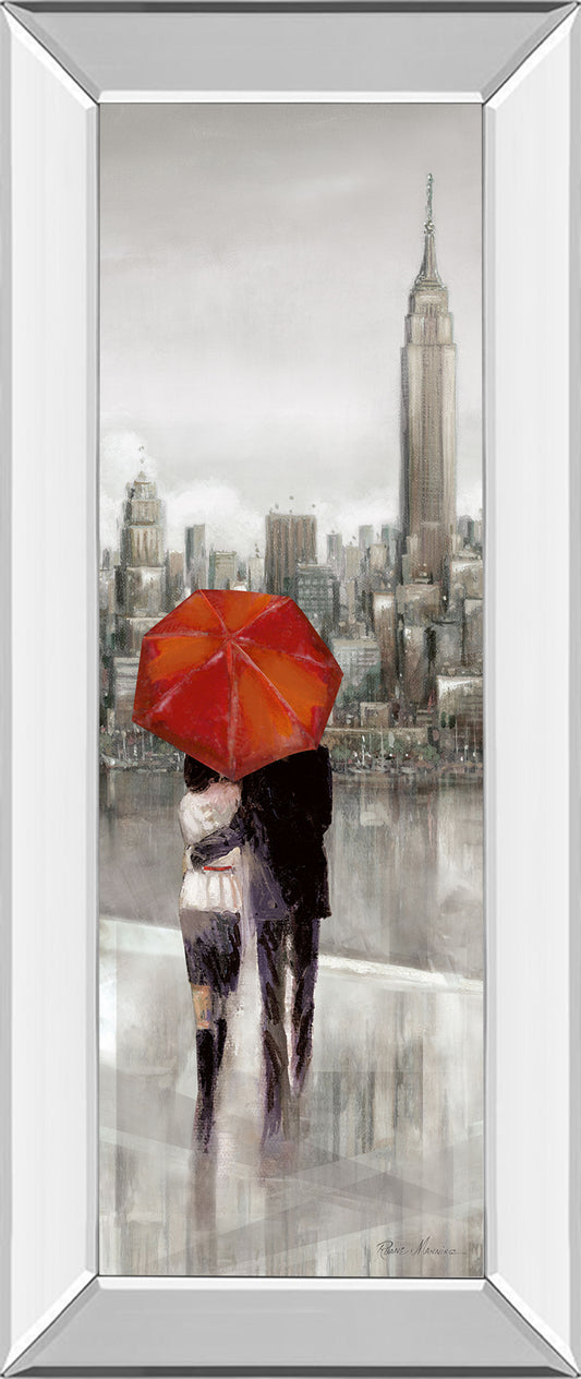 New York Stroll By Ruanne Manning - Mirror Framed Print Wall Art - Red