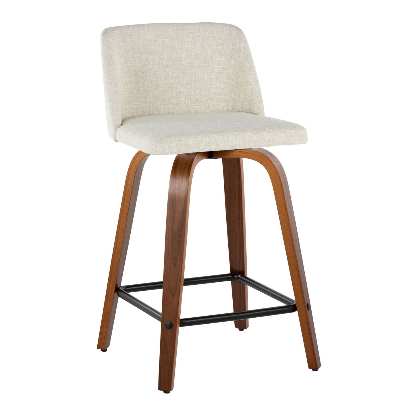 Toriano - Contemporary Fixed Height Counter Stool Swivel With Square Footrest (Set of 2) Lumi Source