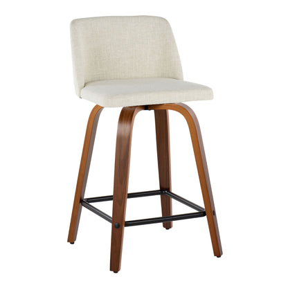 Toriano - Contemporary Fixed Height Counter Stool Swivel With Square Footrest (Set of 2) Lumi Source