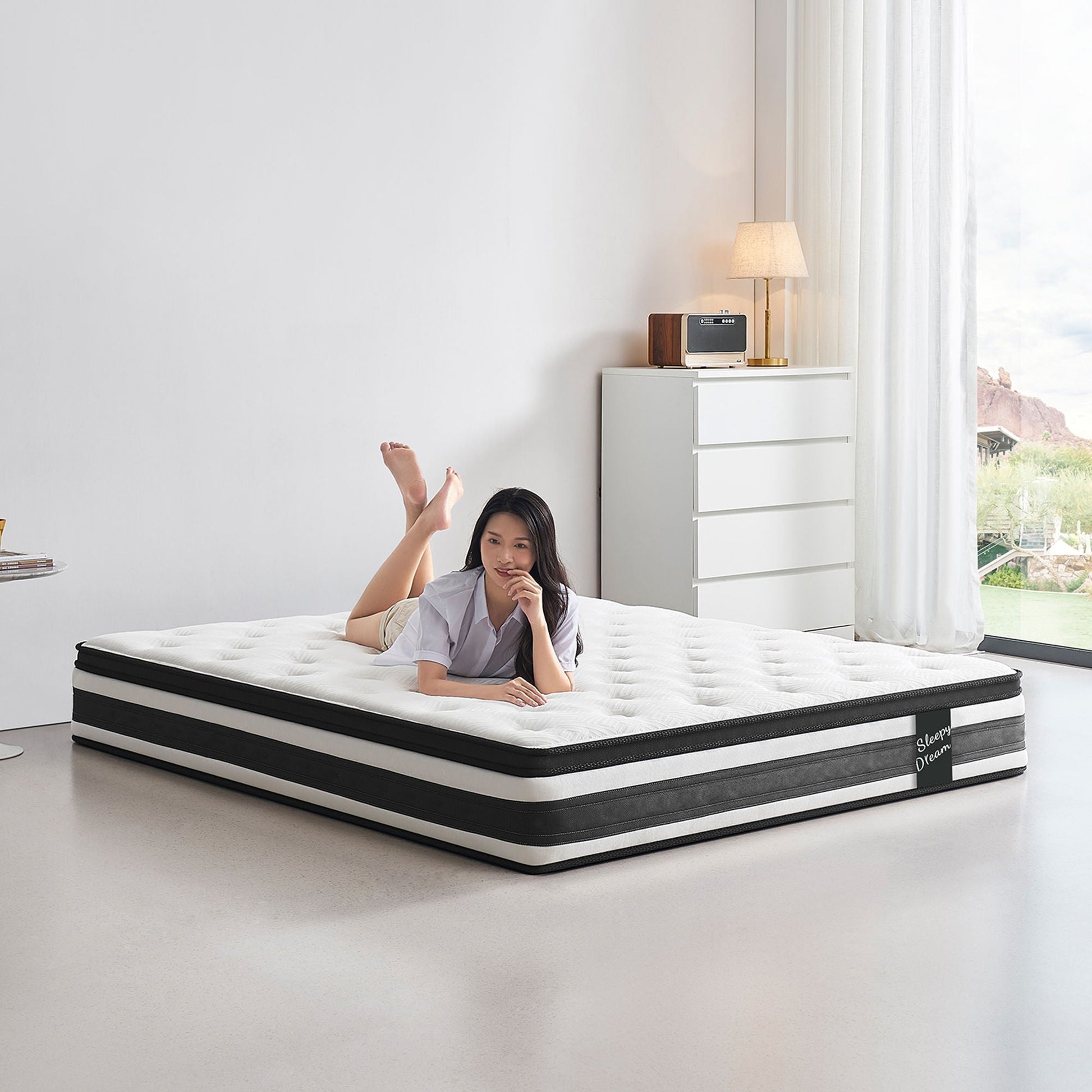 12" Breathable Hybrid Mattress, Memory Foam, Individual Pocket Springs Home Essentials