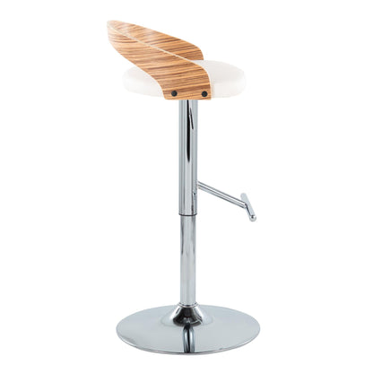 Grotto - Contemporary Adjustable Height Barstool With Swivel With Straight T Footrest (Set of 2) Lumi Source