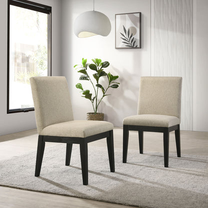 Roundhill Furniture - Rocco Contemporary Solid Wood Dining Chairs (Set of 2) - Beige Home Essentials