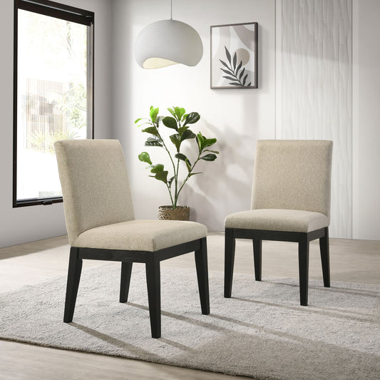 Roundhill Furniture - Rocco Contemporary Solid Wood Dining Chairs (Set of 2) - Beige Home Essentials