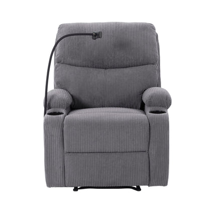 Adjustable Manual Recliner, Ergonomic Lounge Chair With Phone Holder And 2 Cup Holders Home Essentials