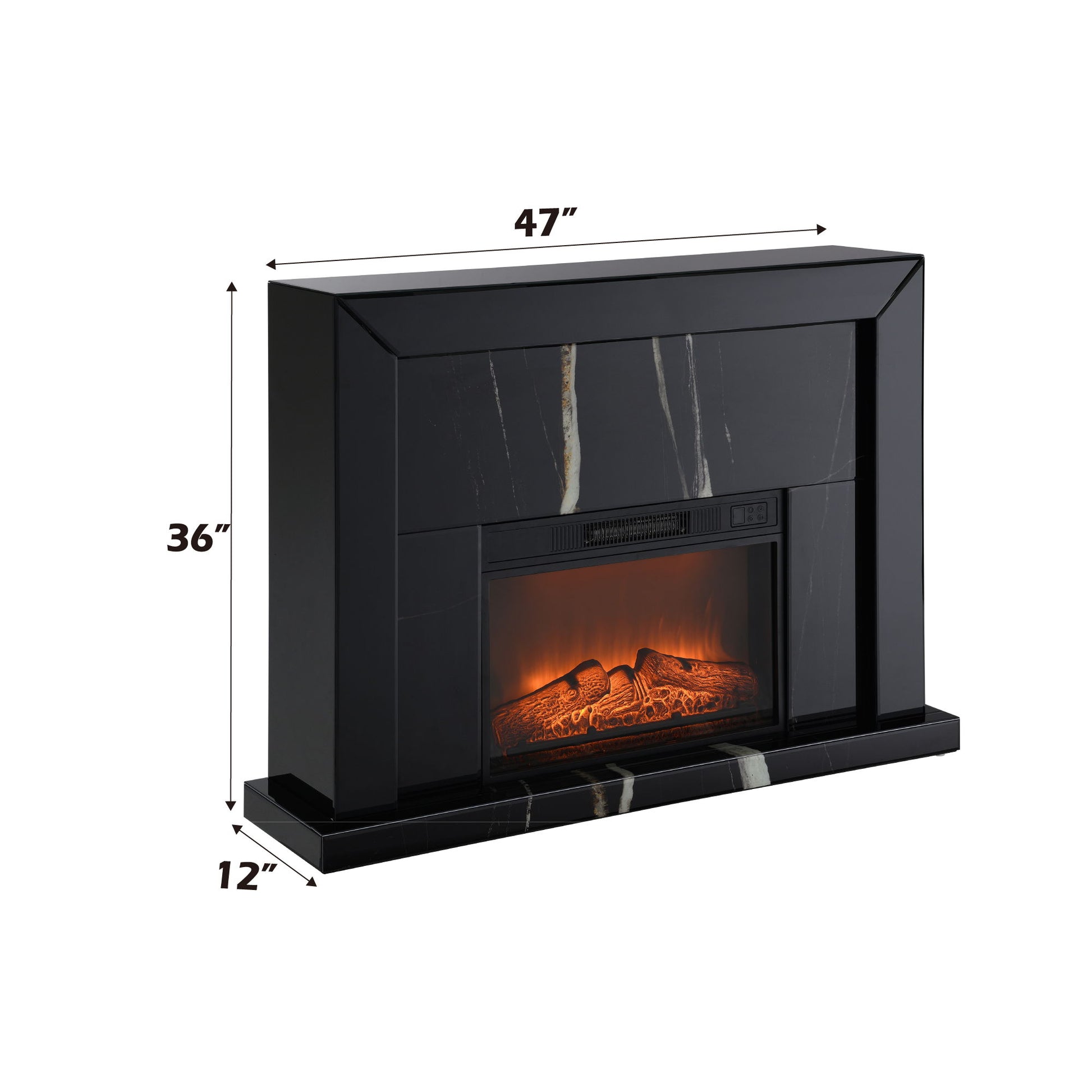Drisana - Mirrored Fireplace - Black Acme