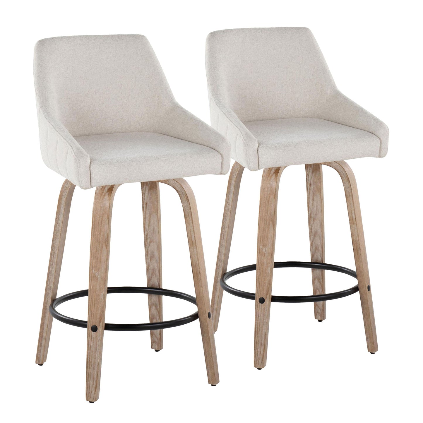 Hannah - Transitional Fixed Height Counter Stool With Swivel With Round Footrest (Set of 2) Lumi Source