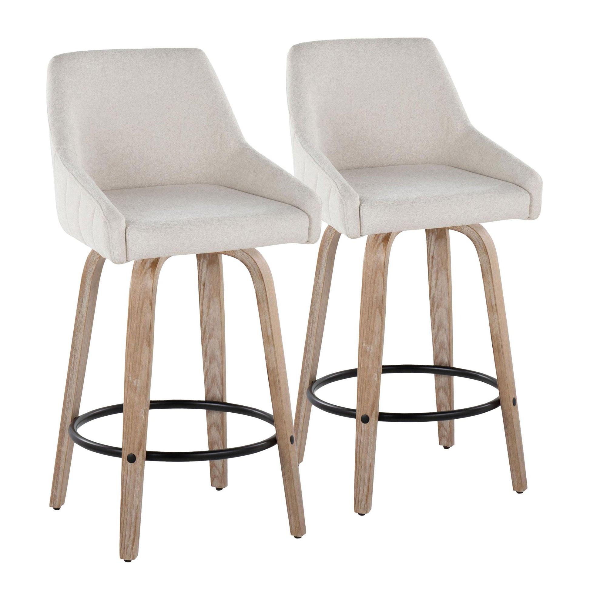 Hannah - Transitional Fixed Height Counter Stool With Swivel With Round Footrest (Set of 2) Lumi Source