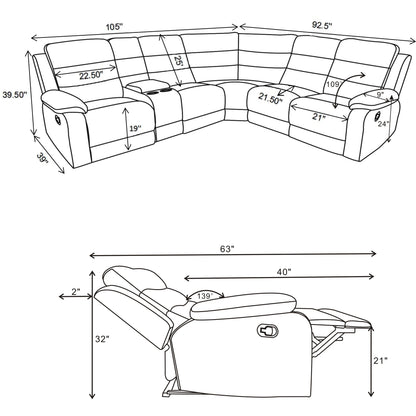 Aaron - 3 Piece Upholstered Sectional - Smoke Furniture Max