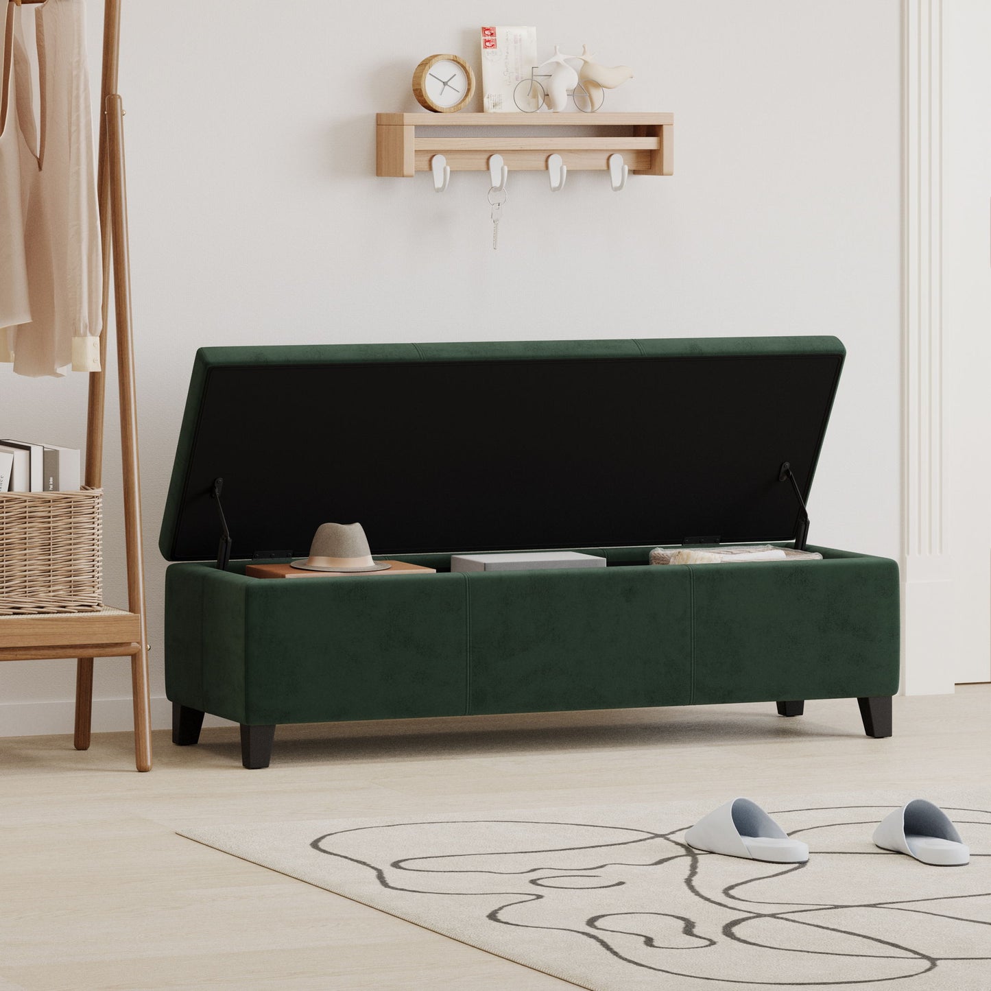 Upholstered Storage Ottoman Bench Noble House