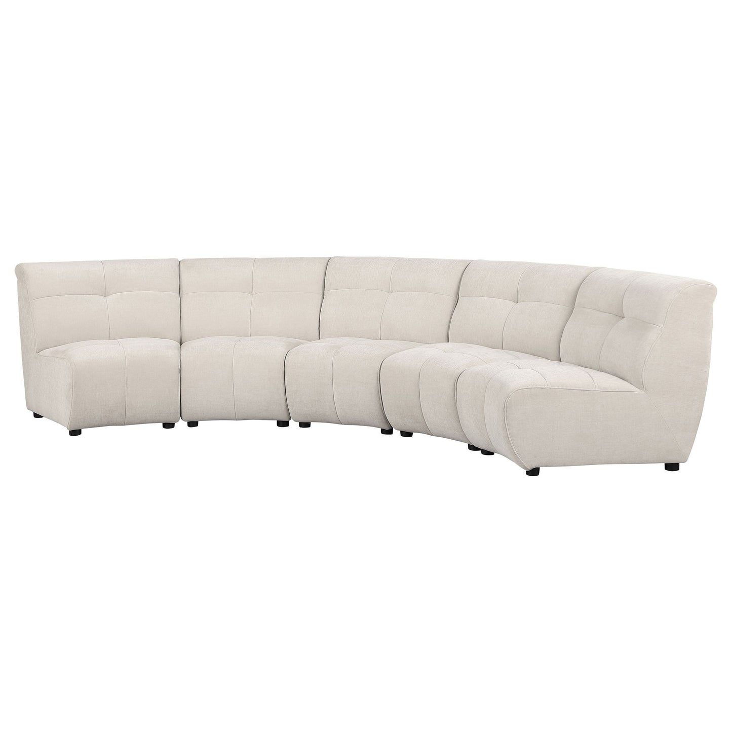 Oliver - 5 Piece Upholstered Sectional Sofa With Curved Silhouette - Ivory Furniture Max
