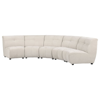 Oliver - 5 Piece Upholstered Sectional Sofa With Curved Silhouette - Ivory Furniture Max