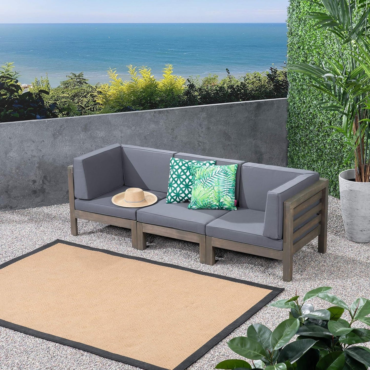 Oana - 3 Piece Sofa Set With Water Resistant Cushions Noble House