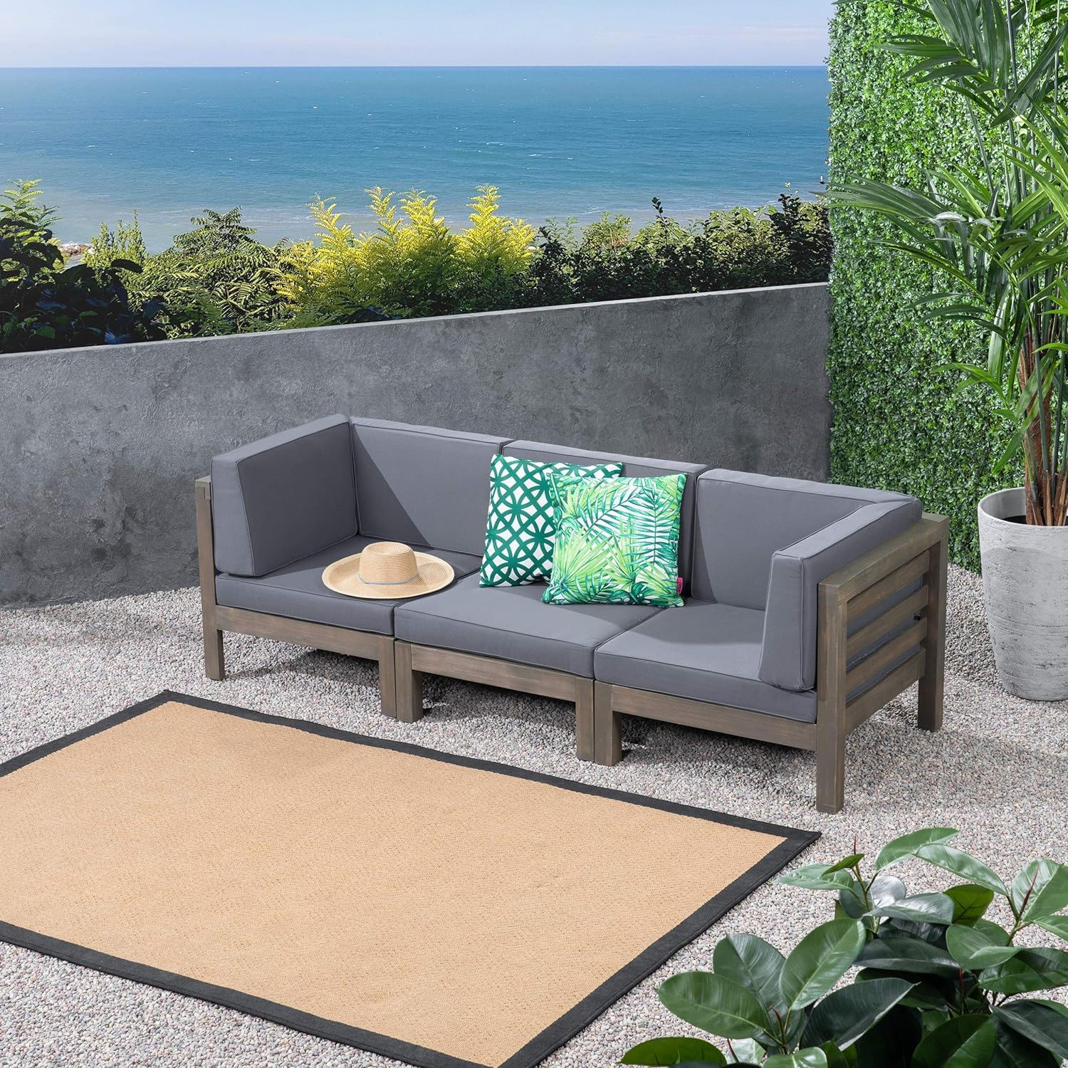 Oana - 3 Piece Sofa Set With Water Resistant Cushions Noble House
