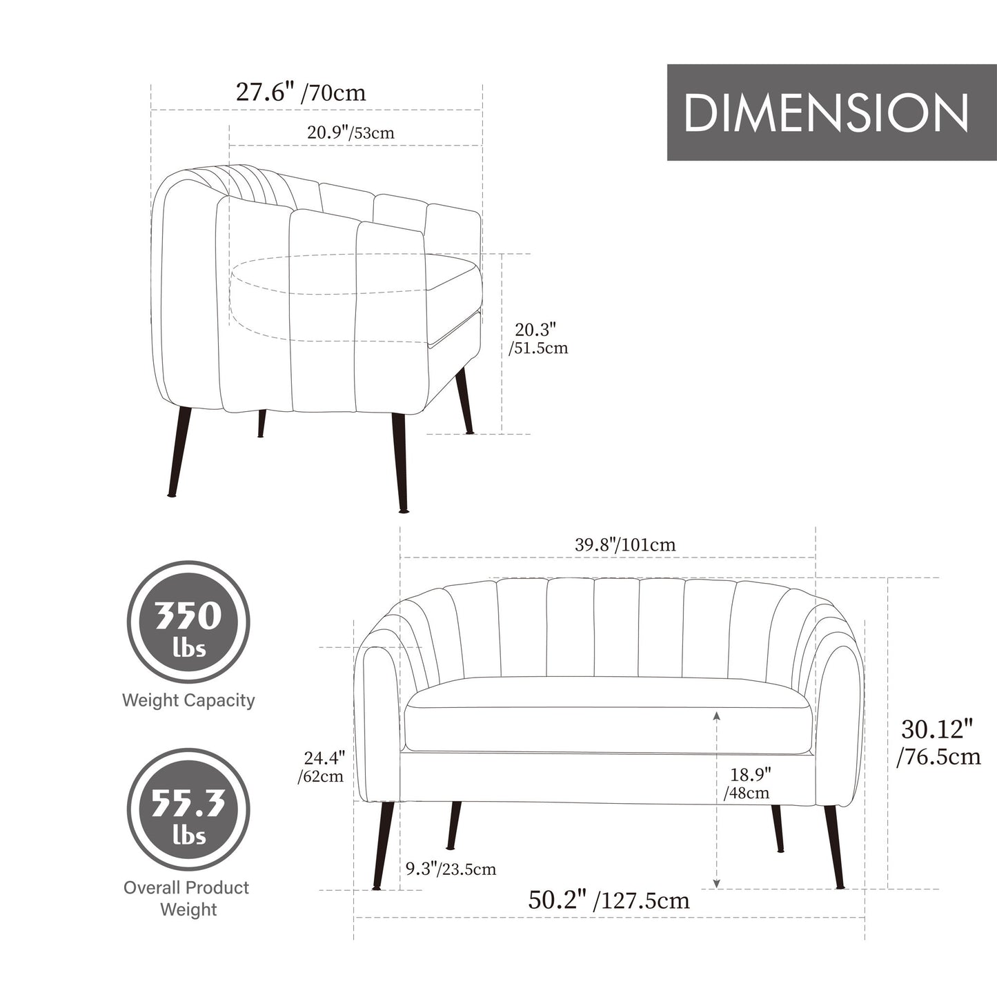 Mini Loveseat, 2 Seater Sofa Home Essentials