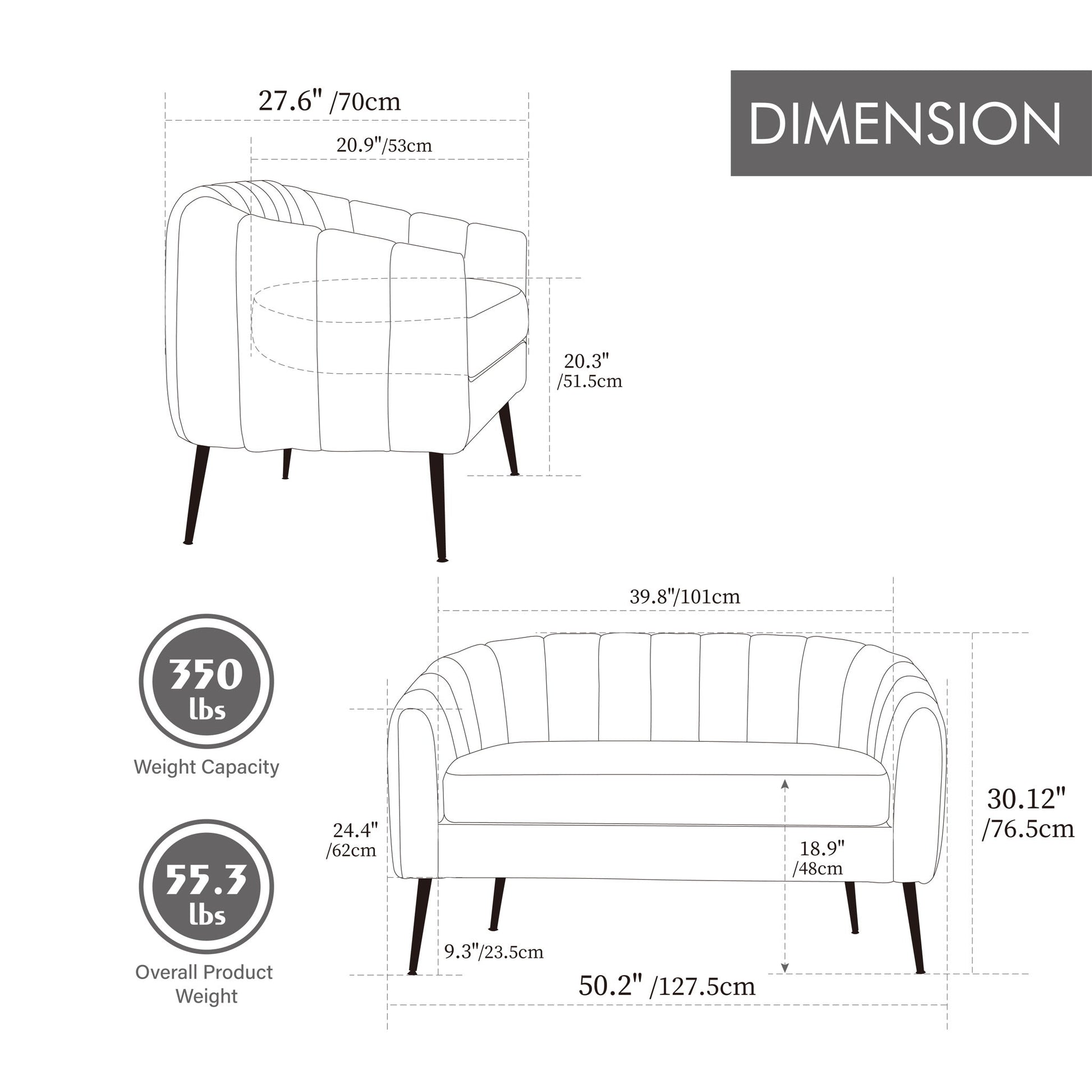 Mini Loveseat, 2 Seater Sofa Home Essentials